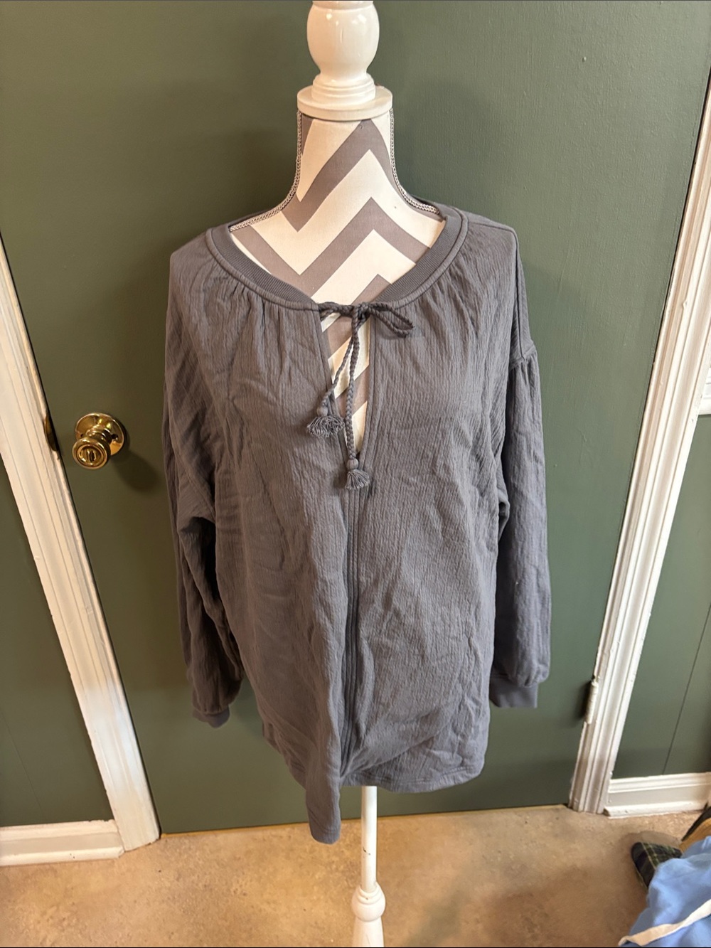 aerie Charcoal Gray Tie-Front Sweatshirt